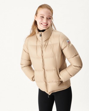 Beige JOTT Cardiff Great Cold Quilted Women's Down Jackets | XUL-6608