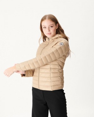 Beige JOTT Cloe Lightweight Hooded Women's Down Jackets | QPK-5680