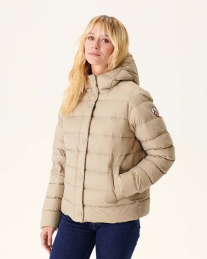 Beige JOTT Jane Straight Hooded Women's Padded Jackets | AGG-4672