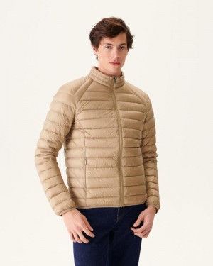 Beige JOTT Matte Lightweight Men's Padded Jackets | LXG-5720