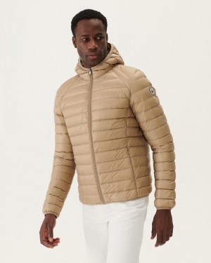 Beige JOTT Nico Light Hooded Men's Down Jackets | COW-9912