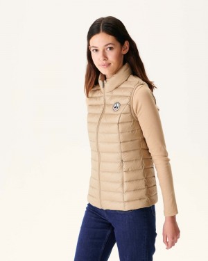 Beige JOTT Seda Light Sleeveless Women's Padded Jackets | TSG-0820