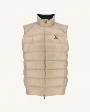 Beige JOTT Tim Great Cold Sleeveless Men's Down Jackets | CPG-2842