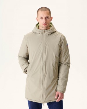 Beige / Light Khaki JOTT Amsterdam Long Reversible Hooded Men's Puffer Jackets | RSE-1435