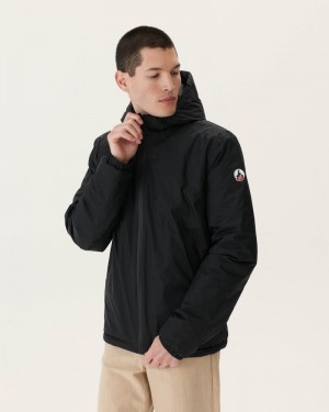 Black JOTT Bergen Reversible Hooded Men's Puffer Jackets | PCV-8754