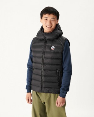 Black JOTT Grand Cold Sleeveless Men's Down Jackets | UZM-6678