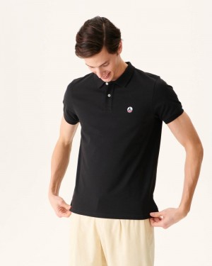 Black JOTT Marbella Organic Cotton Men's Polo Shirts | VQJ-9506