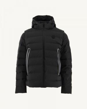 Black JOTT Ulaan 4-in-1 Hooded Men's Puffer Jackets | UMM-9005