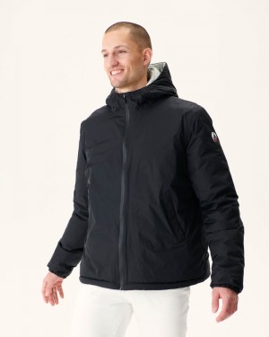 Black / Light Grey JOTT Bergen Reversible Hooded Men's Down Jackets | TYB-4816