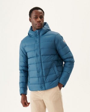 Blue JOTT Jorge Jeans Blue Hooded Men's Puffer Jackets | XVP-5473