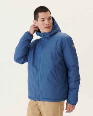 Blue / Olive JOTT Bergen Reversible Hooded Men's Puffer Jackets | RFN-7094