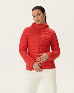 Bright Red JOTT Cloe Lightweight Hooded Women's Down Jackets | NUG-9009