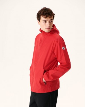 Bright Red JOTT Manila Packable Hooded Men's Jackets | BSR-4327