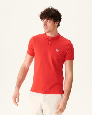 Bright Red JOTT Marbella Organic Cotton Men's Polo Shirts | HCN-7413