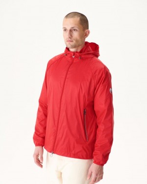 Bright Red JOTT Mistral Hooded Men's Windbreaker | KCE-1183