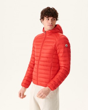 Bright Red JOTT Nico Light Hooded Men's Down Jackets | MTP-9149