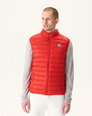 Bright Red JOTT Tom Sleeveless Men's Down Jackets | UKR-0300