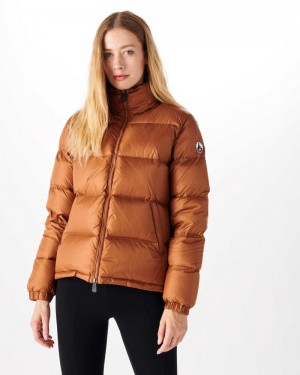 Brown JOTT Cardiff Grand Froid Quilted Women's Down Jackets | DBU-0230