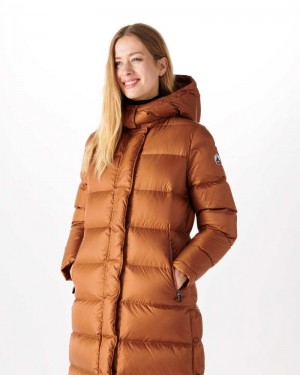 Brown JOTT Karachi Great Cold Long Hooded Women's Down Jackets | KIX-4125