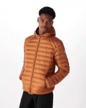 Brown JOTT Nico Lightweight Hooded Men's Down Jackets | NFS-4644