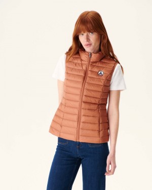 Brown JOTT Seda Light Sleeveless Women's Down Jackets | GUU-9702