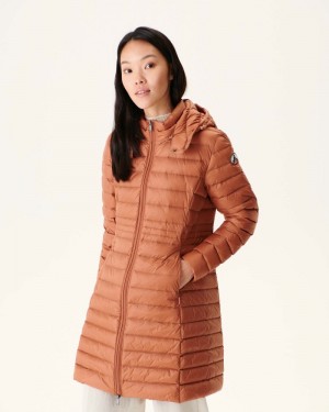 Brown JOTT Vero Long Hooded Women's Puffer Jackets | LLM-5771