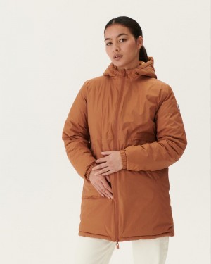 Brown / Light Brown JOTT Roma Long Reversible Women's Down Jackets | FDG-5139