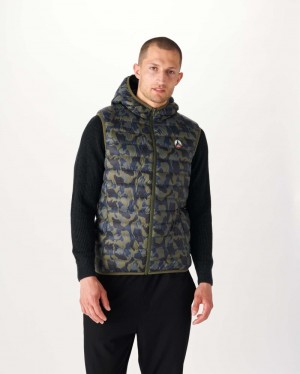 Camo Print JOTT Pat Hooded Sleeveless Men's Down Jackets | DKK-6504