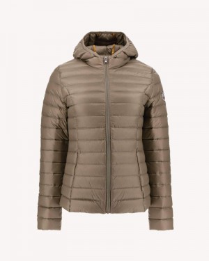 Dark Beige JOTT Cloe Lightweight Hooded Women's Down Jackets | MHK-8166