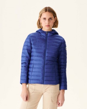 Dark Blue JOTT Cloe Lightweight Hooded Women's Down Jackets | FBI-2102