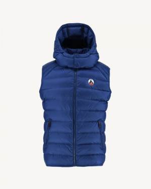 Dark Blue JOTT Grand Cold Sleeveless Men's Down Jackets | AJO-5002