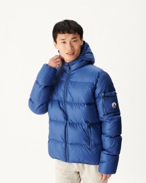 Dark Blue JOTT Java Grand Cold Hooded Men's Down Jackets | KTY-1413