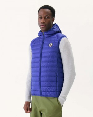 Dark Blue JOTT Pat Sleeveless Hooded Men's Down Jackets | LPY-3328