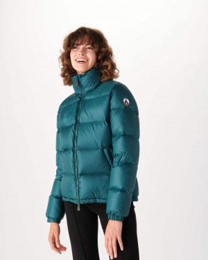 Dark Green JOTT Cardiff Great Cold Quilted Women's Down Jackets | AHM-6898