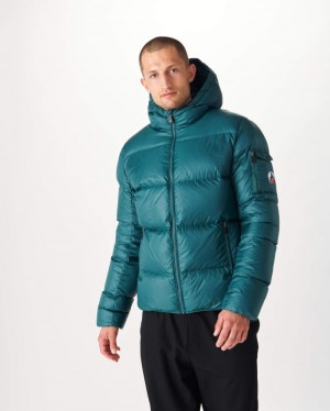 Dark Green JOTT Java Great Cold Hooded Men's Down Jackets | XXN-5451