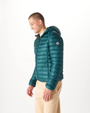 Dark Green JOTT Nico Lightweight Hooded Men's Puffer Jackets | JYS-9824