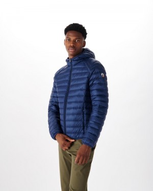 Deep Blue JOTT Nico Light Hooded Men's Down Jackets | AAK-0621