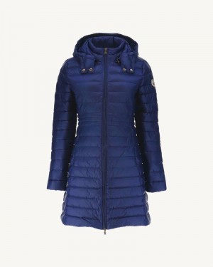 Deep Blue JOTT Vero Long Hooded Women's Down Jackets | OOY-7374