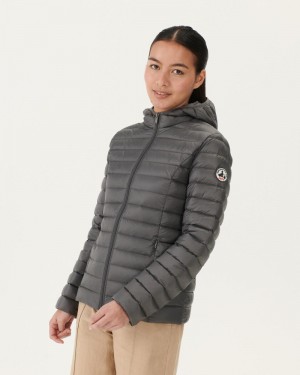 Deep Grey JOTT Cloe Light Hooded Women's Down Jackets | RWA-5861