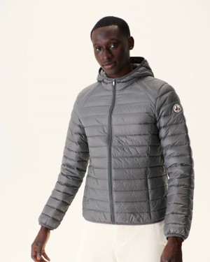 Deep Grey JOTT Nico Light Hooded Men's Down Jackets | ENV-5409