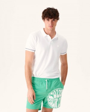 Green / White JOTT Biarritz Men's Swim Shorts | FFR-5639