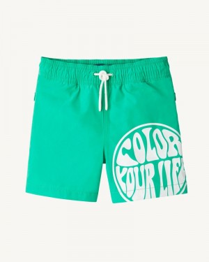 Green / White JOTT Cassis Kids' Swim Shorts | JHI-5521