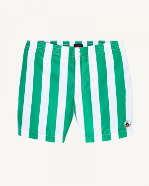 Green / White Stripe JOTT Deauville Men's Swim Shorts | FEI-9218