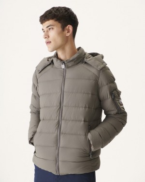 Grey Brown JOTT Adrien Grand Cold Hooded Men's Puffer Jackets | LUD-2832