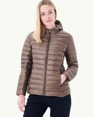 Grey Brown JOTT Cloe Lightweight Hooded Women's Down Jackets | AFE-2992