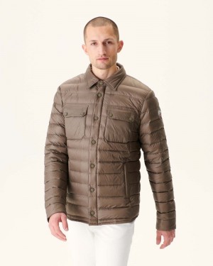 Grey Brown JOTT Cris Light Shirt Collar Men's Down Jackets | BRM-4793