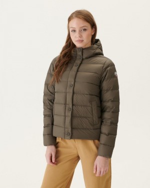 Grey Brown JOTT Jane Straight Hooded Women's Padded Jackets | ZWP-3056