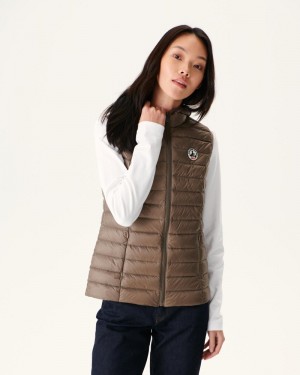 Grey Brown JOTT Mali Sleeveless Lightweight Women's Padded Jackets | PZM-0127