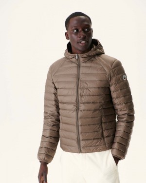 Grey Brown JOTT Nico Light Hooded Men's Down Jackets | BRP-7720