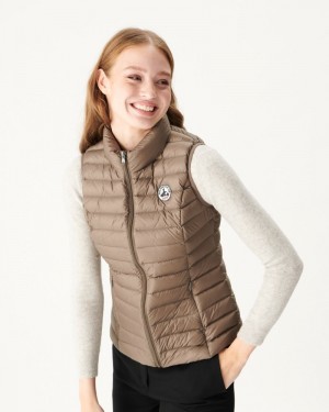 Grey Brown JOTT Seda Lightweight Sleeveless Women's Down Jackets | BGA-6353